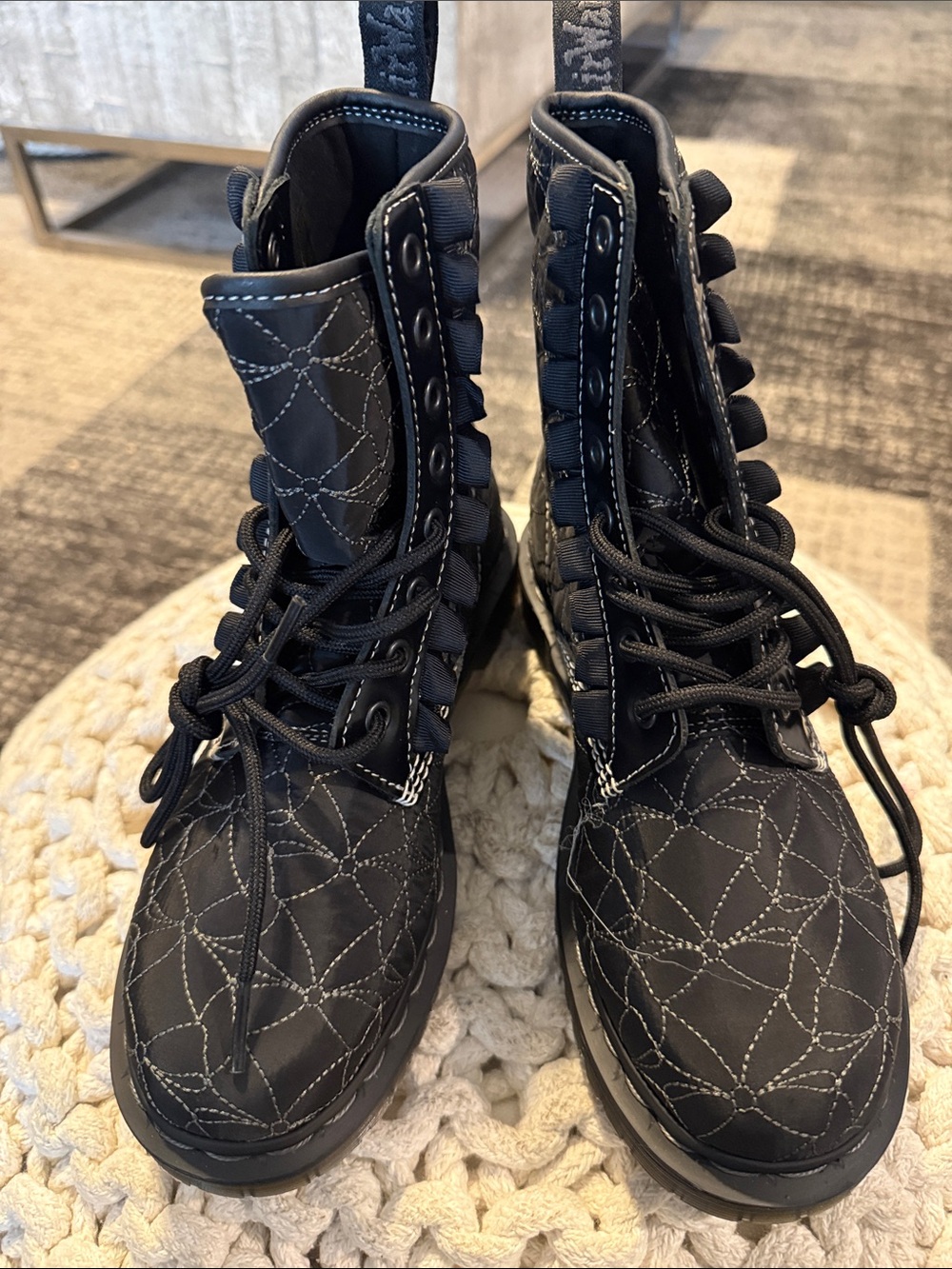 Dr. Martens Women's Black Quilted Lace-Up Combat Boots